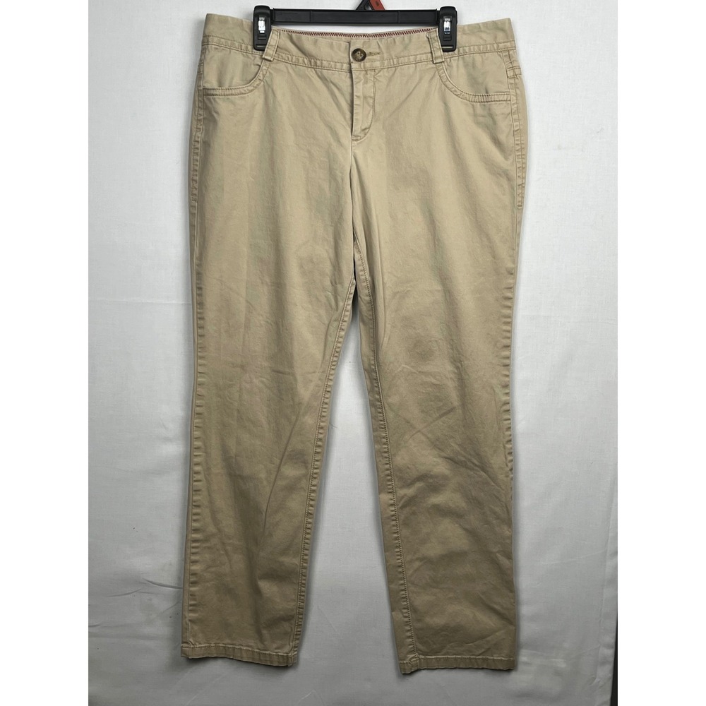 Dockers Khaki Pants Womens Size 14M Straight Leg Stretch Tan Chino Trousers